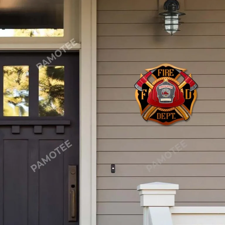 Fire Department Logo, Firefighter Metal Sign, Fire Department Home Decoration For Dad