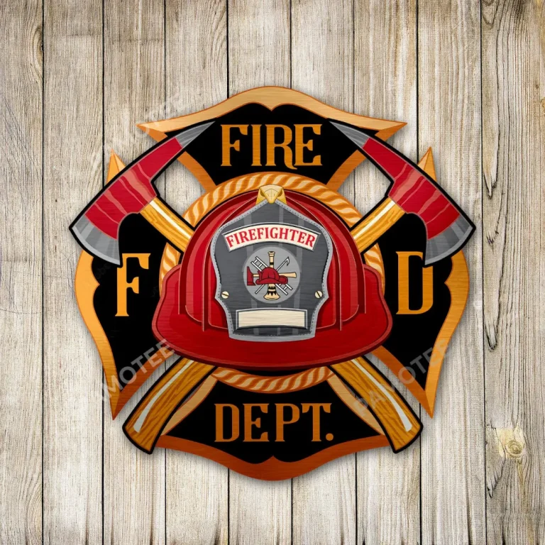 Fire Department Logo, Firefighter Metal Sign, Fire Department Home Decoration For Dad