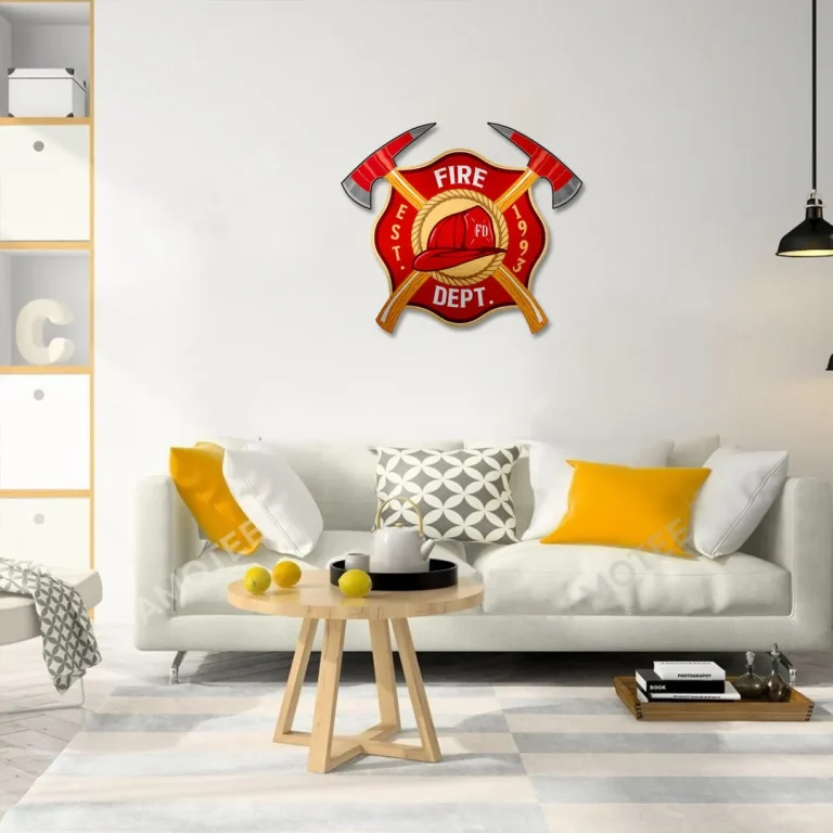Fire Department Badge Metal Art, Fireman Housewarming Gift For Father