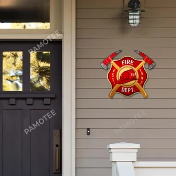 Fire Department Badge Metal Art, Fireman Housewarming Gift For Father