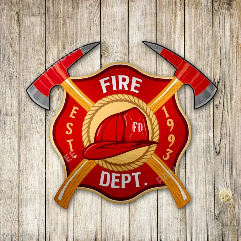 Fire Department Badge Metal Art, Fireman Housewarming Gift For Father