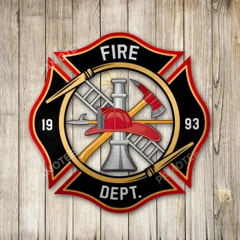 Fire Dept Metal Wall Art Design, Firefighter Equipment Iron Artwork