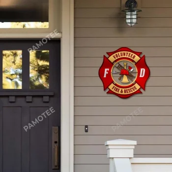 Volunteer Fire And Rescue Metal Sign, Volunteer Firefighter Iron Plaque For Husband