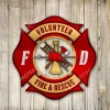 Volunteer Fire And Rescue Metal Sign, Volunteer Firefighter Iron Plaque For Husband