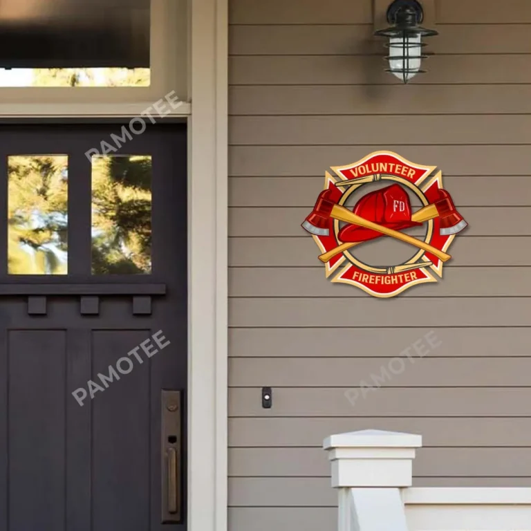 Volunteer Firefighter Symbol Metal Art, Firemen Laser Cut Wall Hanging For Him