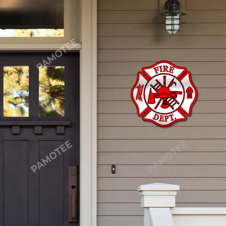 Fire Dept Logo Metal Print Art, Firefighter Stainless Color Decoration