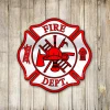 Fire Dept Logo Metal Print Art, Firefighter Stainless Color Decoration