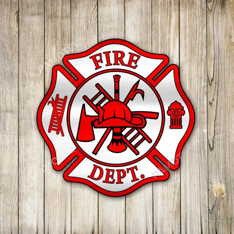 Fire Dept Logo Metal Print Art, Firefighter Stainless Color Decoration