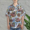 Tropical Fire Truck Hawaiian Shirts, Fire Rescue Button Down Short Sleeve Shirts, Fire Engine Tropical Summer Beach Shirts, American Firefighter Gift