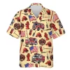 Firefighter Equipment Hawaiian Shirts, Fire Rescue Button Down Short Sleeve Shirts, Fire Engine Tropical Summer Beach Shirt, American Firefighter Gift