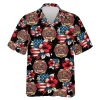 Fire Department Hawaiian Shirts, Fire Truck Button Down Short Sleeve Shirts, Fire Engine Tropical Hibiscus Summer Beach Shirts, Firefighter Gifts