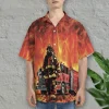 3d American Firefighter Hawaiian Shirts, Fire Rescue Button Down Short Sleeve Shirts, Fire Engine Tropical Summer Beach Shirts, Firefighter Gifts