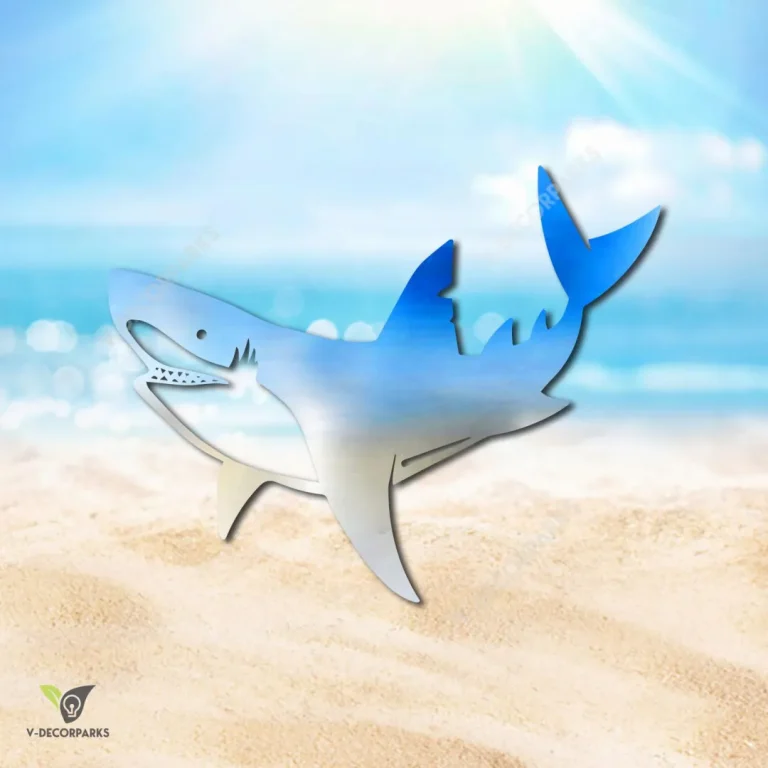 Blue Shark Metal Wall Decor, Shark Hawaiian Artwork