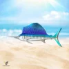 Sailfish Colored Metal Art, Sailfish Fishing Boat Accent