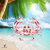 Custom Red And White Crab Metal Art, Gate Sign For Beach House