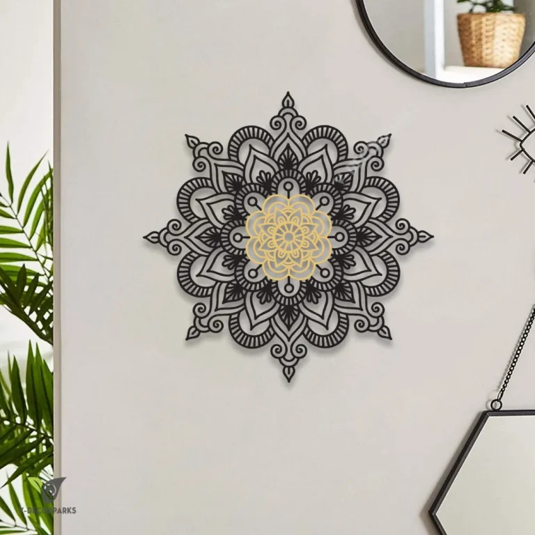 Mandala Flower Colored Metal Wall Art, Mandala, Yoga Decorative Artwork