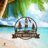 Rustic Lighthouse Scene Personalized Metal Sign, Lighthouse Beach Welded Art