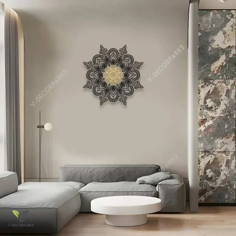 Mandala Flower Colored Metal Wall Art, Mandala, Yoga Decorative Artwork