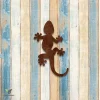 Rusty Gecko Printed Metal Art, Gecko Iron Decor For Fence, Garden