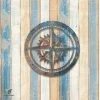Customized Rusty Nautical Compass Circle Metal Sign, Beach House Porch Wall Hanging