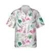 Flamingo And Pink Pineapple White Hawaiian Shirt, 3d Clothing, Aloha Shirt For Mens, Womens