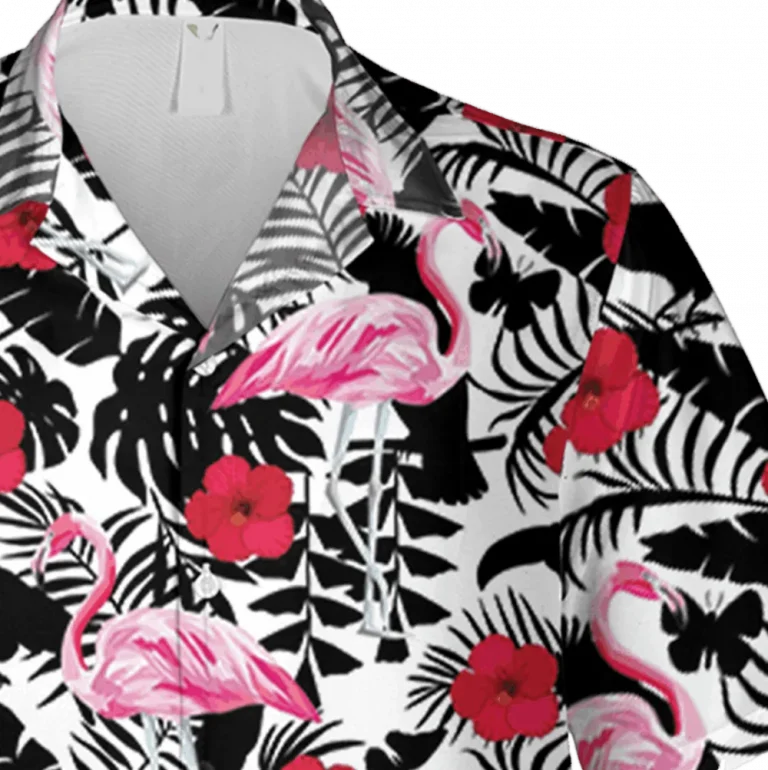 Flamingo Black And White Hawaii Shirt, Summer Holiday Gift, Aloha Shirt For Mens, Womens