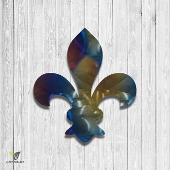 Fleur De Lis Heat Treated Color Metal Art, Fleur De Lis Bedroom Wall Hanging