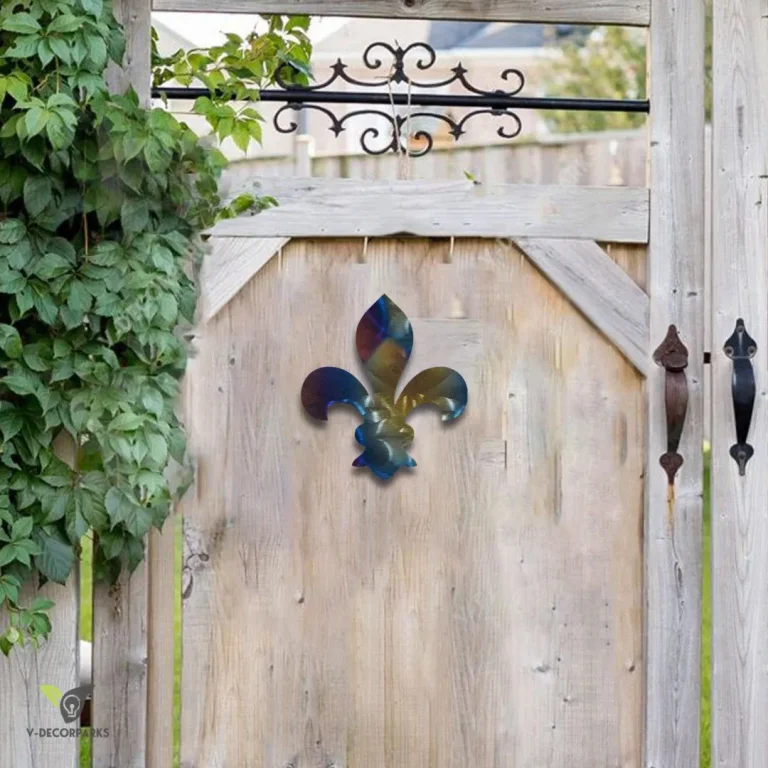 Fleur De Lis Heat Treated Color Metal Art, Fleur De Lis Bedroom Wall Hanging