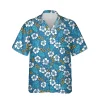 Floral Blue Hawaii Shirt, Summer Vintage Clothing, Aloha Shirt For Mens, Womens