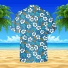 Floral Blue Hawaii Shirt, Summer Vintage Clothing, Aloha Shirt For Mens, Womens