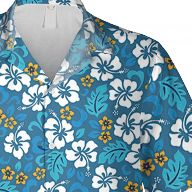 Floral Blue Hawaii Shirt, Summer Vintage Clothing, Aloha Shirt For Mens, Womens