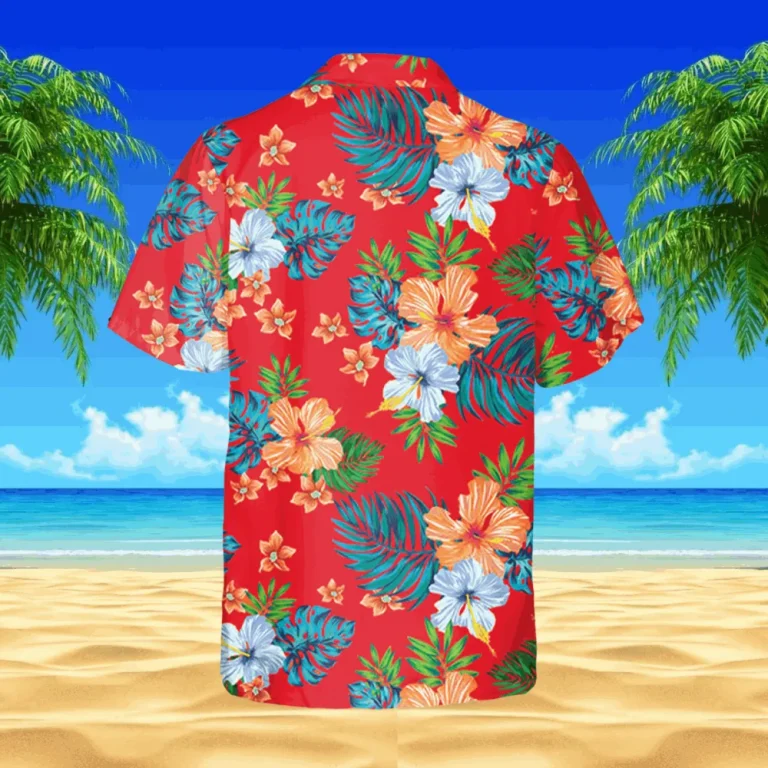 Floral Tropical Plants Red Hawaiian Shirt, Vintage Hawaii Shirt, Aloha Shirt For Mens, Womens