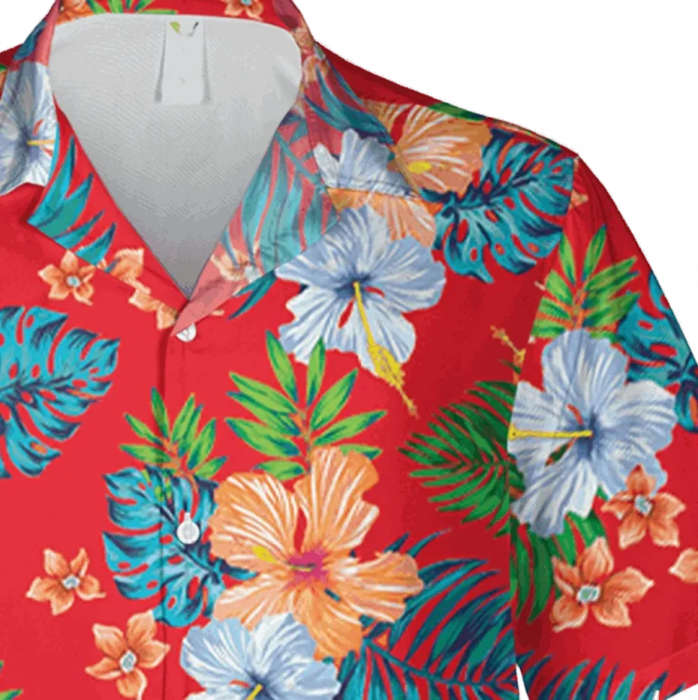 Floral Tropical Plants Red Hawaiian Shirt, Vintage Hawaii Shirt, Aloha Shirt For Mens, Womens