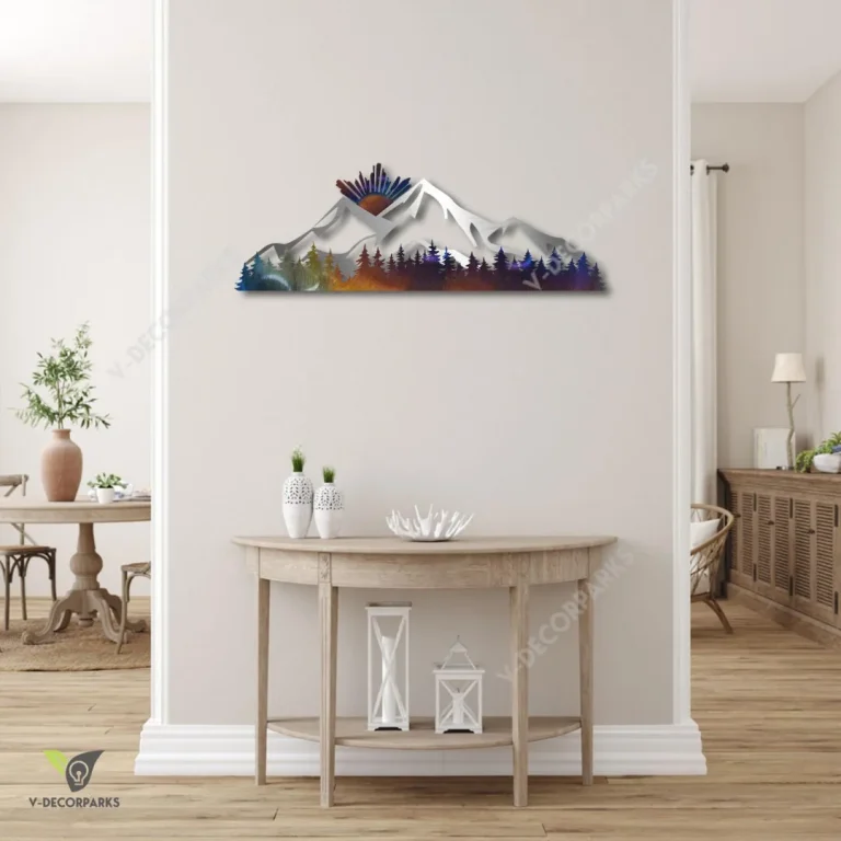 Mountain Heat Coloring Steel Art, Mountain Cut Sign For Man Cave