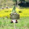 Funny Gnomes Holding M18 Claymore Mine - 2d Print Metal Garden Sign