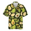 Tropical Avocado Hawaiian Shirts For Men Women, Avocado Fruits Summer Beach Shirt, Tropical Fruits Button Down Short Sleeve Shirts, Casual Aloha Shirt