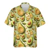 Avocado Fruits Hawaiian Shirts For Men Women, Tropical Avocado Summer Beach Shirt, Tropical Fruits Button Down Short Sleeve Shirts, Casual Aloha Shirt