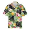 Panther Hawaiian Shirts For Men Women, Hibiscus Pineapple Summer Beach Shirts, Tropical Fruits Button Down Short Sleeve Shirts, Casual Aloha Shirts
