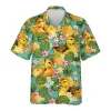 Tropical Duck Hawaiian Shirts For Men Women, Floral Pineapple Summer Beach Shirts, Tropical Fruits Button Down Short Sleeve Shirts, Casual Aloha Shirt