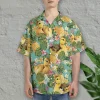 Tropical Duck Hawaiian Shirts For Men Women, Floral Pineapple Summer Beach Shirts, Tropical Fruits Button Down Short Sleeve Shirts, Casual Aloha Shirt