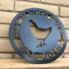 Personalized Metal Farm Sign Hen Chicken, Custom Outdoor Farmhouse