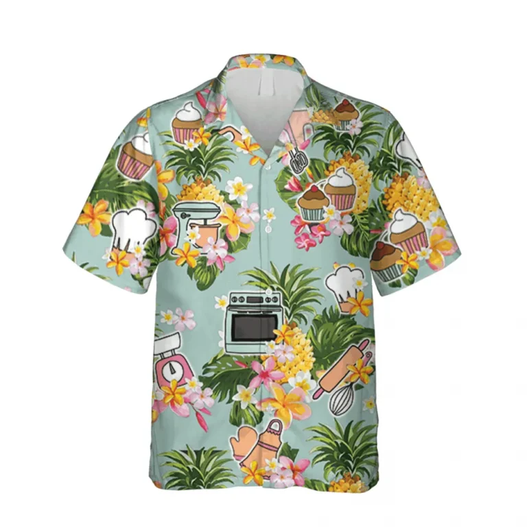 Baker Pineapple And Hibicus Hawaii Shirt, Summer Outfit For Men, Aloha Shirt For Mens, Womens