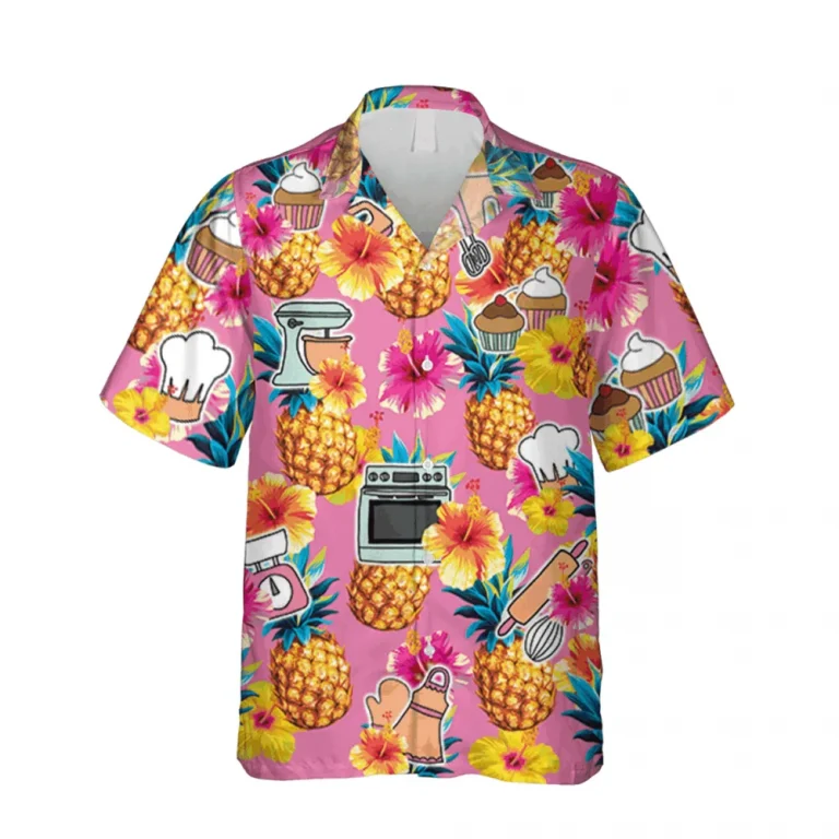 Bakery Pineapple Pink Hawaii Shirt, Summer Shirt, Aloha Shirt For Mens, Womens