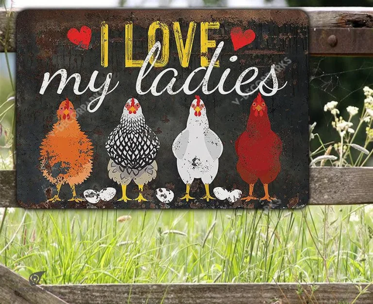 I Love My Ladies Chicken Cut Metal Sign