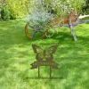 Customized Butterfly Above Ribbon Green Metal Garden Art Monogram, Butterfly Stake For Mother