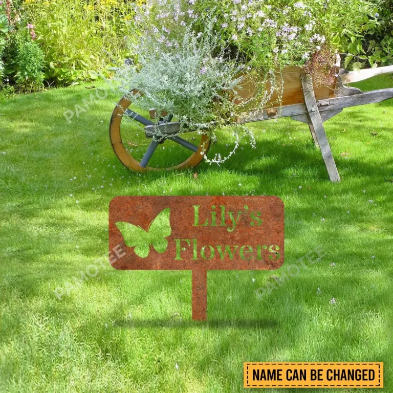Personalized Butterfly, Flowers Metal Garden Decoration, Flowers Decorative Stake