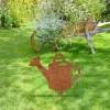 Rustic Watering Can Metal Garden Stake, Watering Can Outdoor Decor