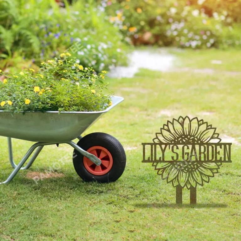 Personalized Sunflower Green Rustic Metal Garden Decor, Sunflower Stake For Gardening Lovers