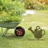 Rusty Green Watering Can Metal Garden Decoration, Watering Can Laser Cut Art