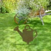 Rusty Green Watering Can Metal Garden Decoration, Watering Can Laser Cut Art